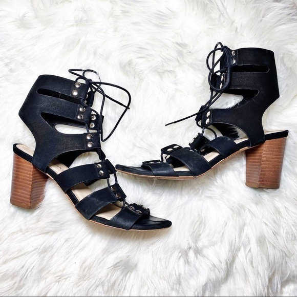 LOEFFLER RANDALL Hana Black Suede Leather Lace Up Gladiator Sandals, Size 7 - Picture 5 of 11